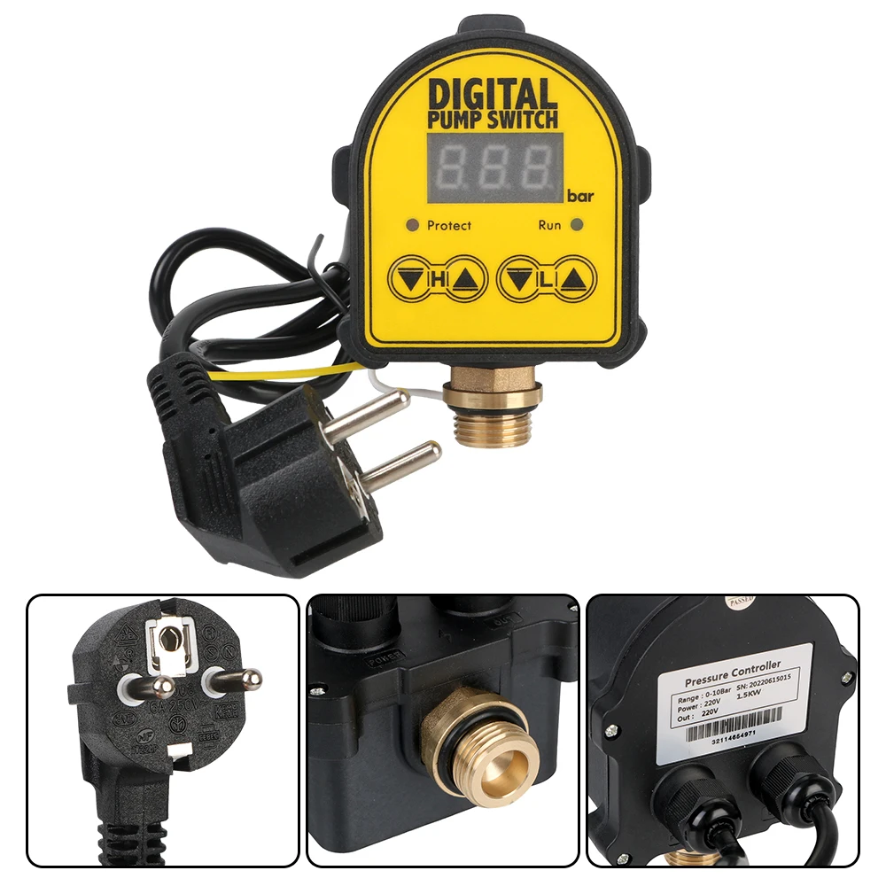Water Oil Compressor Pressure Controller Switch For Water Pump On/Off 0-10 Bar 1/2'' Interface 220V Digital Automatic Air Pump