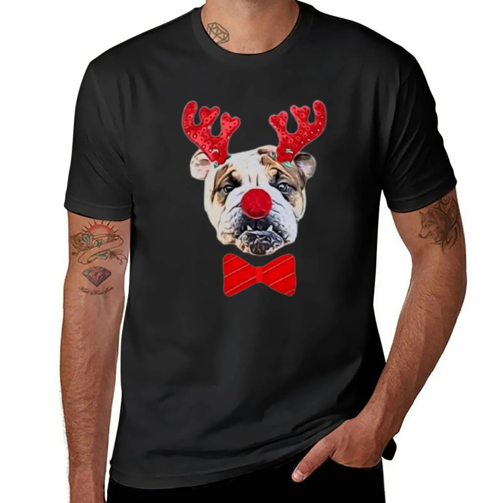 

Christmas Bulldog T-Shirt graphic t shirts t shirt man quick drying shirt black t shirts plain white t shirts men