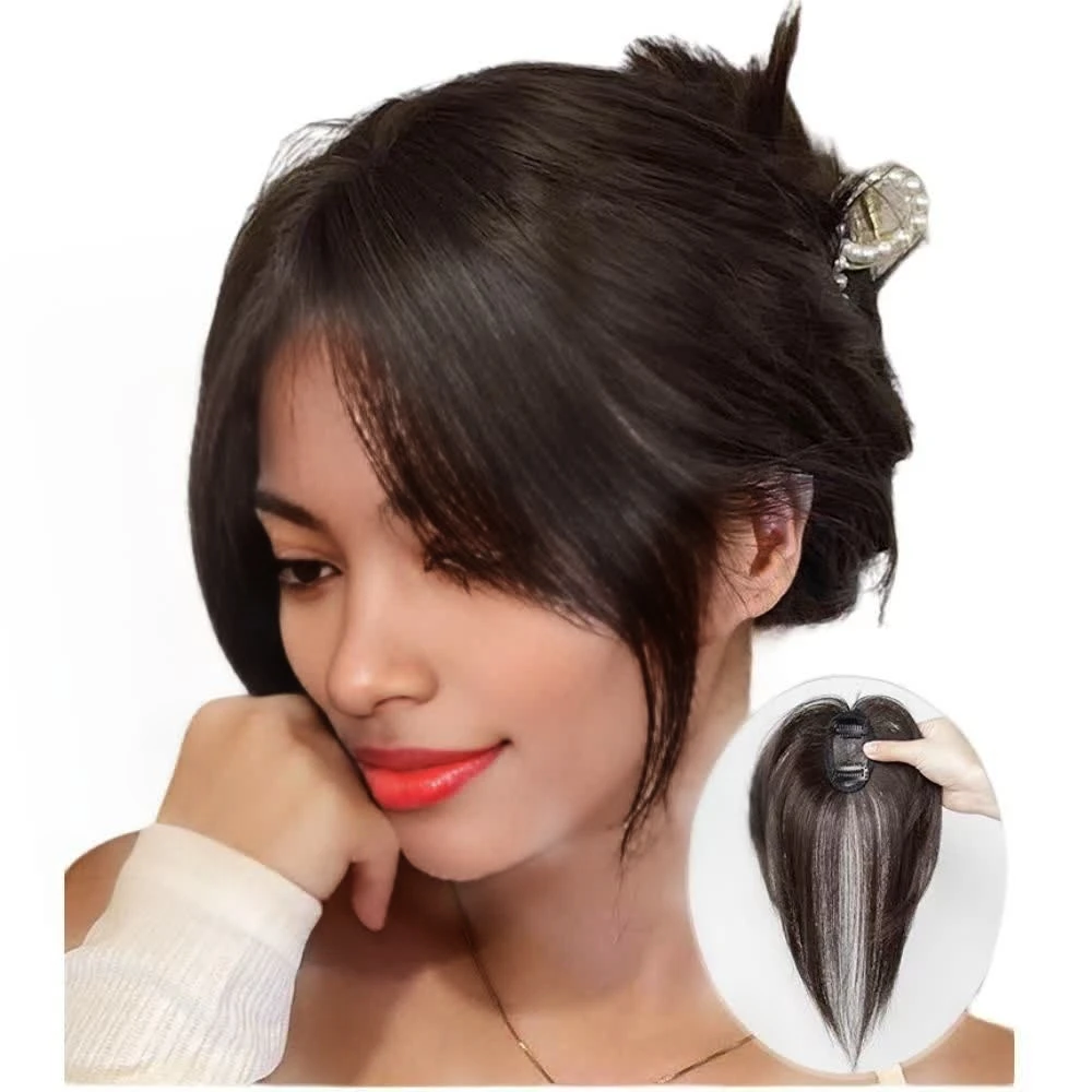 Human hair bangs natural 100% human hair bangs side fringe for women 3D middle part false bangs clip-in extensions hair accessories hairpieces
