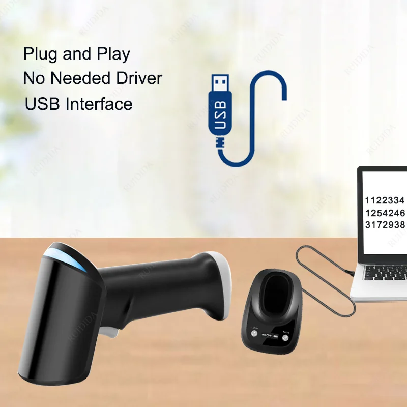 Barcode Scanner Wired Barcode 2D Scanner Wireless Barcode Scanner Bluetooth Code Reader 2D Handheld Reader QR Code PDF417