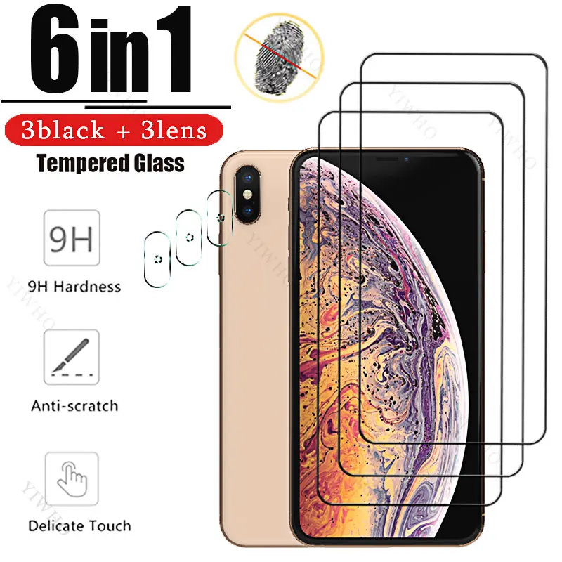 Per Iphone Xs Max X Xr Full Cover Vetro Temperato Nero Hd Per Iphone X Xs Xr Screen Protector Clear Cmaera Lens Anti-Impronta Digitale