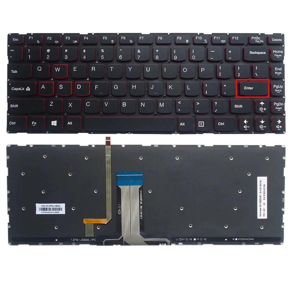 

Клавиатура с подсветкой US для ноутбука Lenovo Erazer Y40,Y40-70AT-ISE, Y40-80,Y40-70,Y700-14, Pender 14-ISK