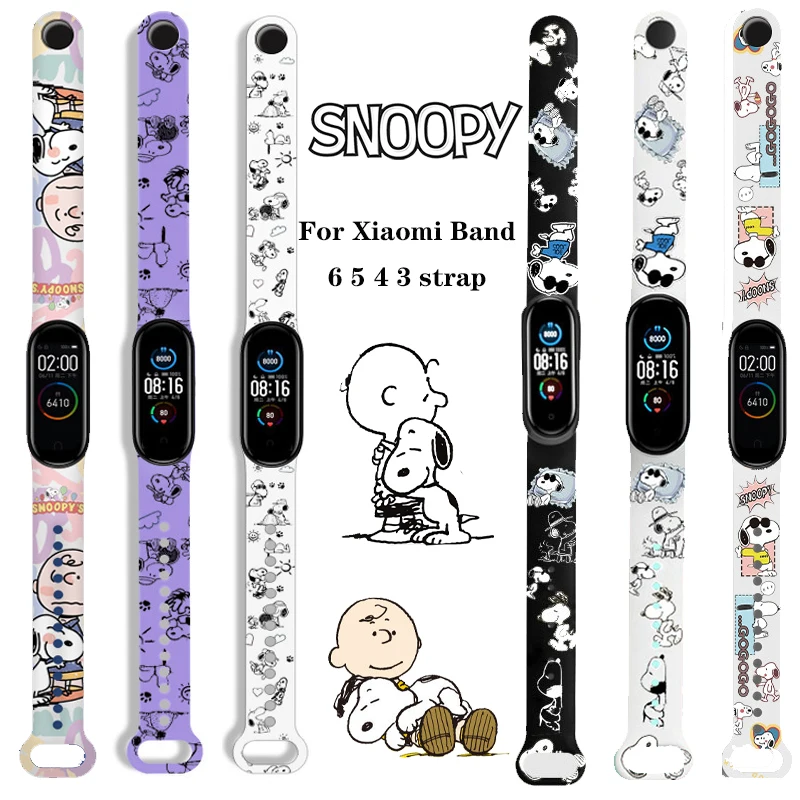 Cinturino Snoopy Per Xiaomi Mi Band 6 5 4 3 Cinturino Cinturino Donna Uomo Correa Per Xiao Miband 5 4 Cinturino Smart Watch Polso Mi Band 5 6