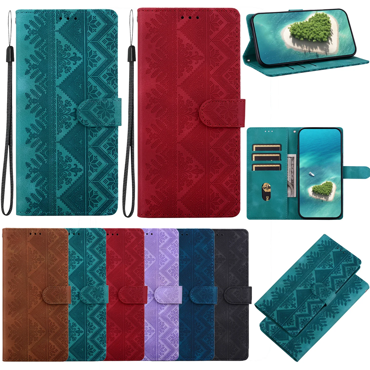 Leather Flip Wallet Card Holder Case Cover