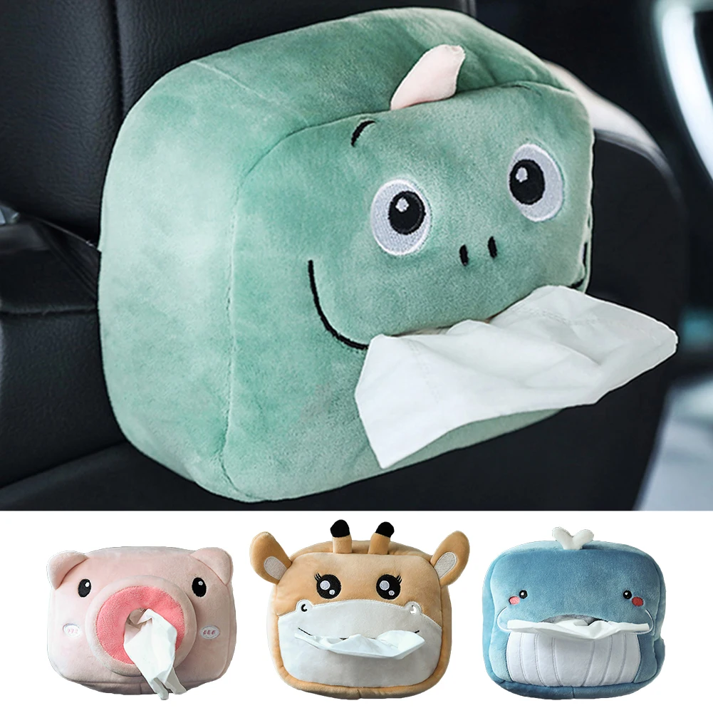 Car Tissue Box Plush Animals Cute Napkin Tissue Paper Holder Car Styling Portable Paper Package Case Napkin Paper Holder