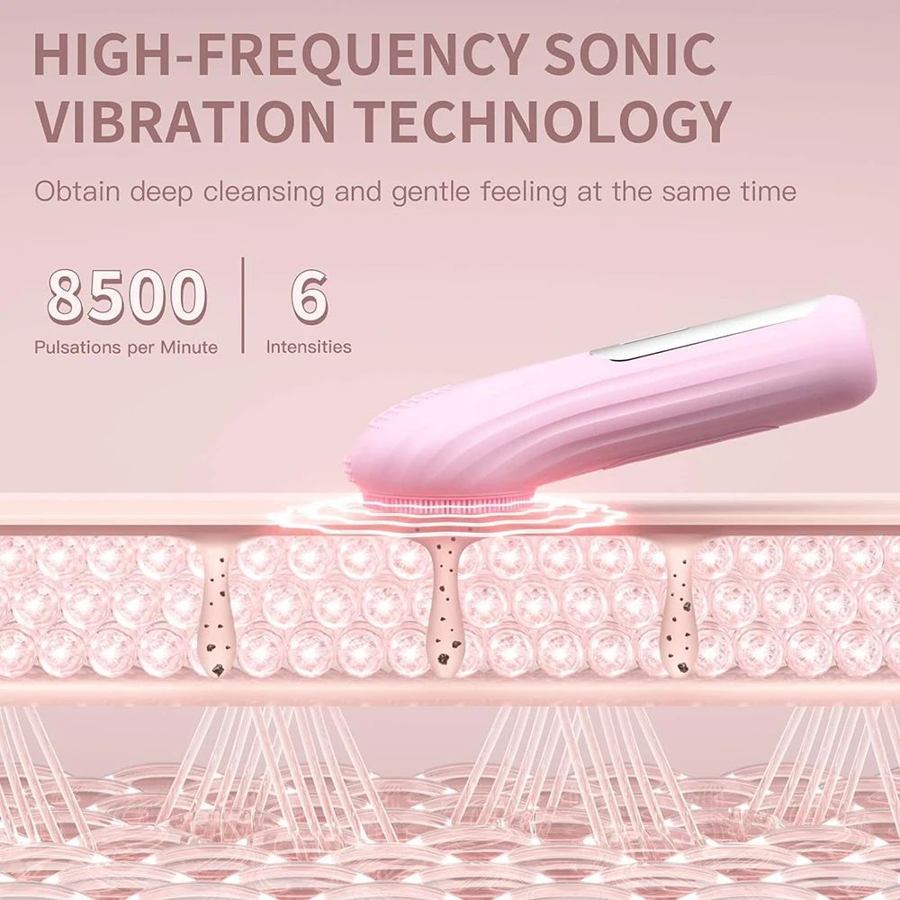 Sonic Waterproof Facial Cleansing Brush Rechargeable Scrubber Exfoliating Vibrating Deep Clean Face Cleaner  Skin Care Tool 5