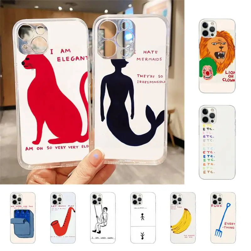 Custodia Per Telefono David Shrigley Visual Arts Per Iphone 7 8 Plus X Xr Xs 11 12 13 Se2020 Mini Iphone Mobile 14 Pro Max Case