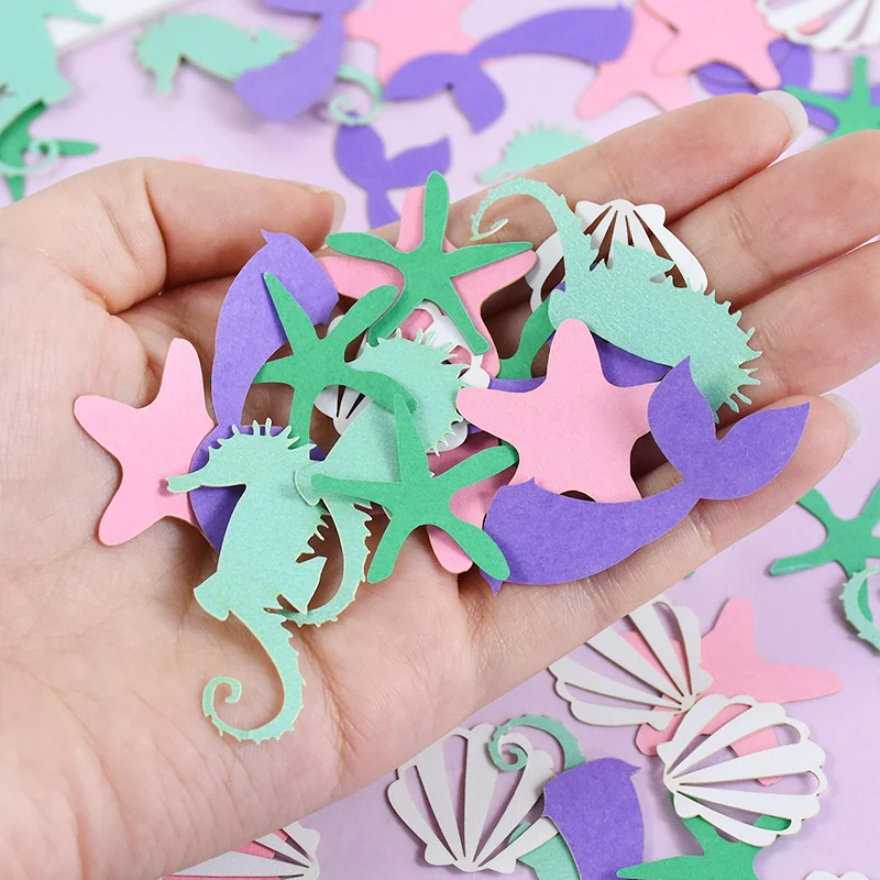 

100pcs Mixed Mermaid Confetti Shell Starfish Confetti Ocean Theme Birthday Party Decorations Baby Showe Table Scatter Supplies