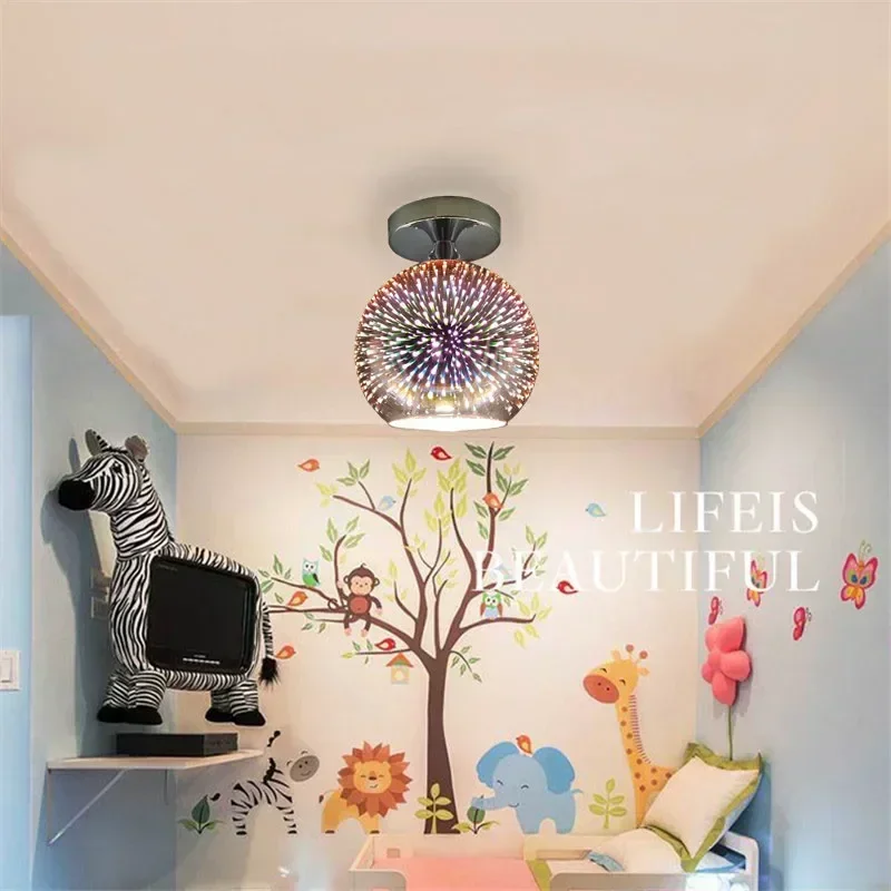 Description Picture 6 of itemNordic Modern Ceiling Lamp 3D Fireworks Electroplated Stained Glass Living Room Bedroom Kitchen Aisle Entrance Lighting Fixtures