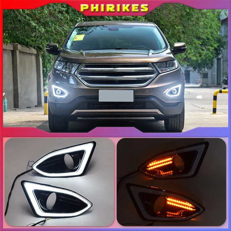 

2Pcs LED For Ford Edge 2015 2016 DRL Daytime Running Light 12V Waterproof Yellow siganl Fog Lamp With Fog Lamp Hole