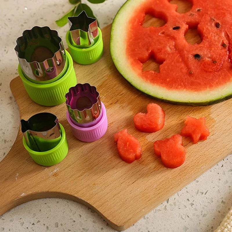 Vegetable Cutters Shapes Set, 12pcs Stainless Steel Mini Cookie Cutters,  Vegetable Cutter and Fruit Stamps Mold + 20pcs Cute Cartoon Animals Food