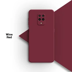 Premium Liquid Silicone Soft Shell Phone Case - Solid Square Design for Xiaomi Redmi Note Series (Wine Red)