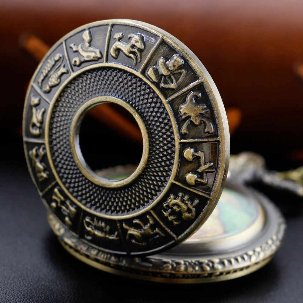 Бронзовые карманные часы с полая картой зодиака