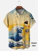 Japanese Style Ukiyoe Wave 3D Print Men Casual Hawaiian Shirts Summer Fashion Shirt For Man Street Button Short Sleeves Clothes 6