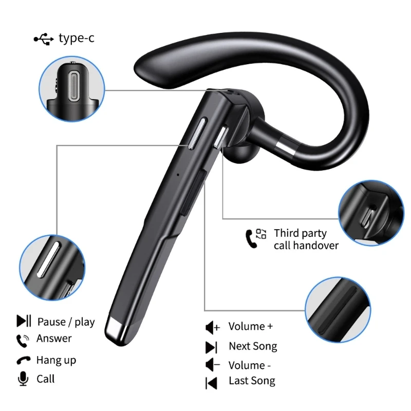 YYK520 Wireless Bluetooth-compatible Earphone Handsfree Business Headset Mini Earbuds Built-in Mic for Car Driving 896C 3