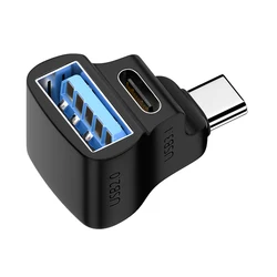 Compact 180-Degree USB-C Adapter with 140W Power Delivery and 20Gbps Data Transfer (1pc 100W)