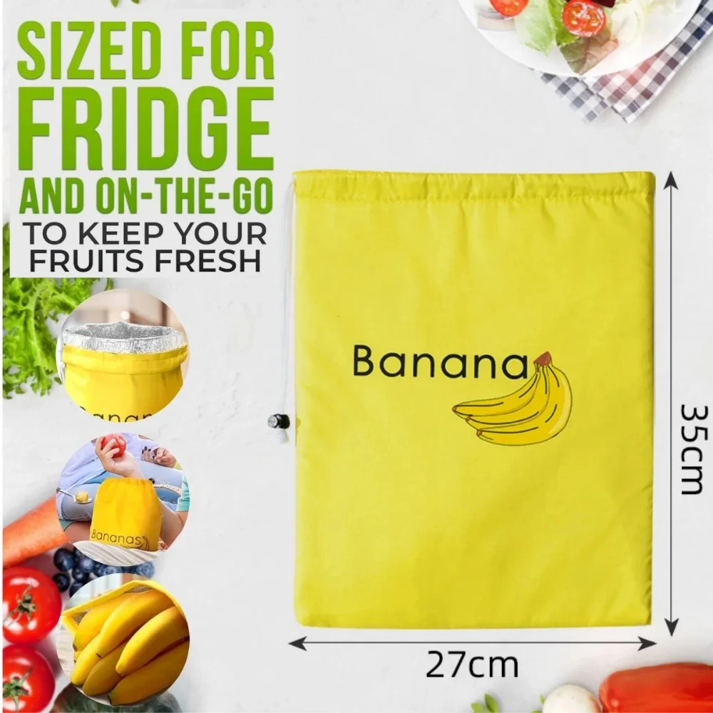 1-9Pcs Durable Yellow Banana Storage Bags Insulated Fruit Vegetable Fresh-keep Bundle Pocket Drawstring Banana Preserve Bag