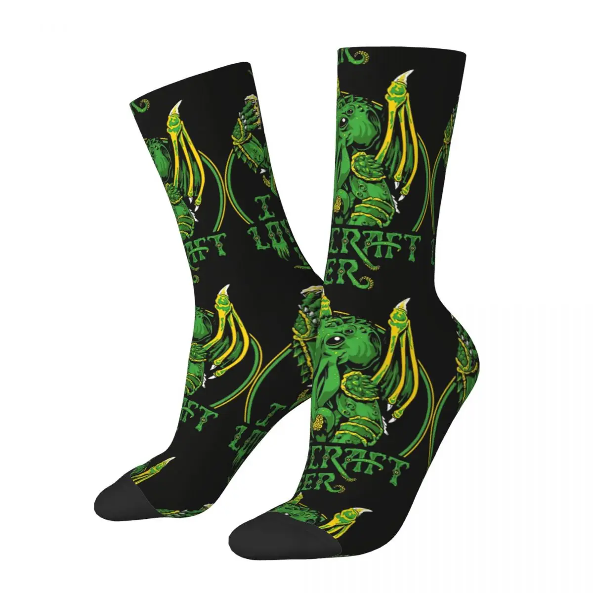 

Hip Hop Vintage I LOVECRAFT BEER Crazy Men's Compression Socks Unisex Cthulhu Mythos Street Style Seamless Printed Crew Sock
