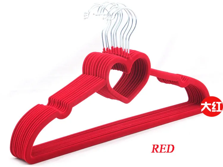 

Sainwin 10pcs/lot Plastic hanger Slip-resistant Flock Printing Hanger Magic Wall Clothes Rack Heart Drying Racks