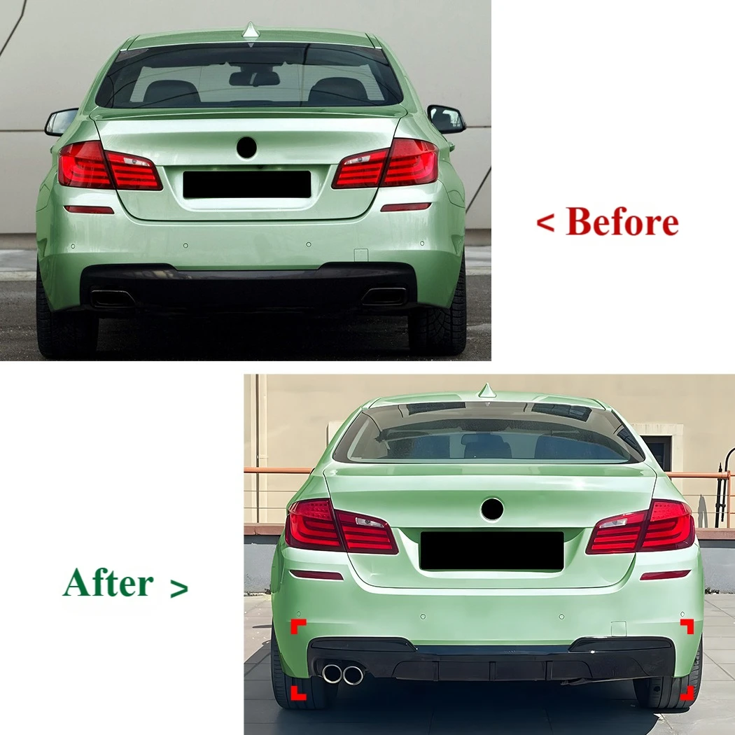 BMW F10 F11 M 스포츠 528i 535i 540i 2010-2017 MP 스타일 자동차 트림 리어 범퍼 디퓨저 립용 F10 듀얼 스플리터 스포일러 바디 키트