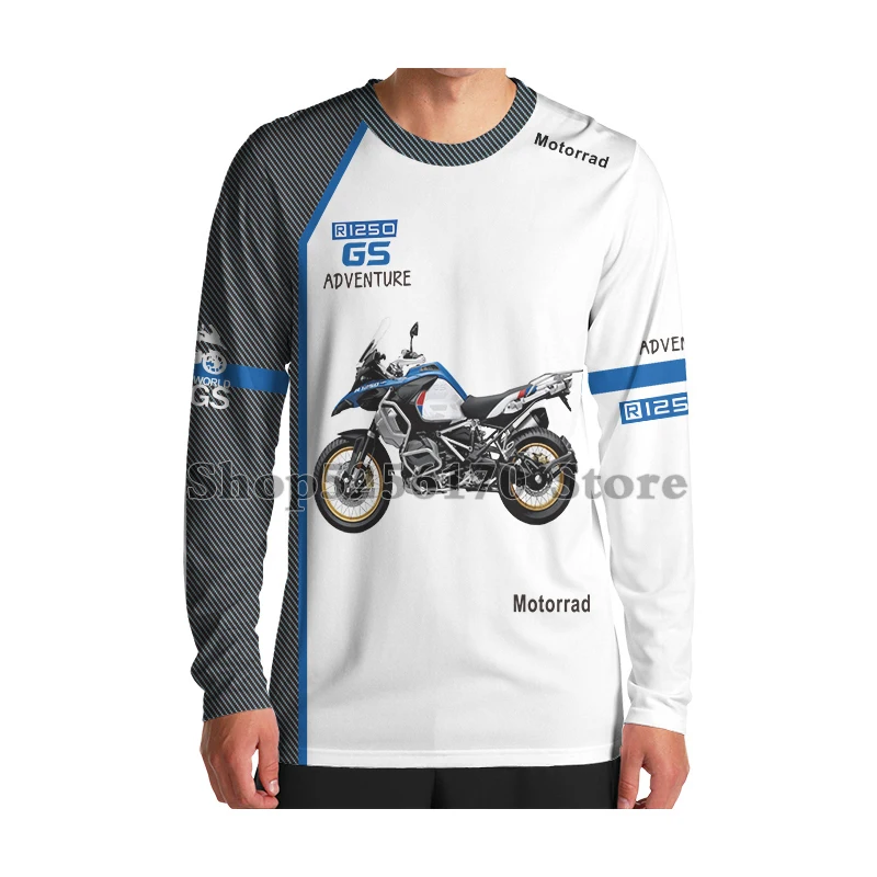 For Bmw R1250 Gs Motorrad Adventure Sports Racing Team Moto Riding Summer Quick Dry Anti-Uv Long T-Shirt Maglie Da Uomo
