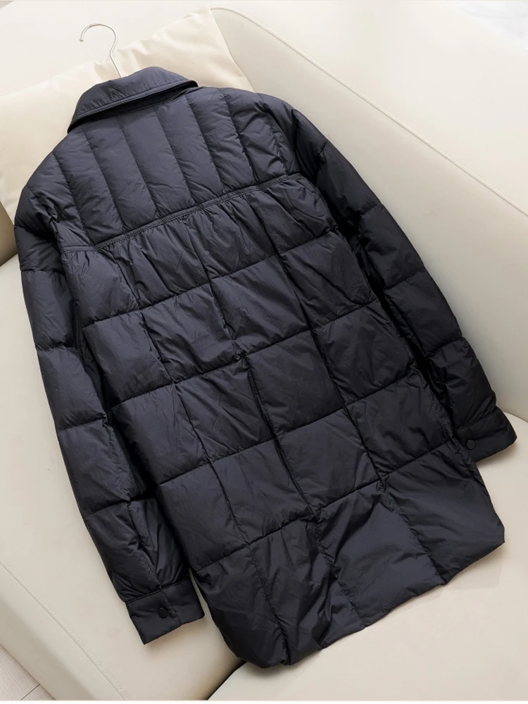 Autumn winter Single breasted down jacket shirt Oversized Women Casual Korean Pockets puffer coat Warm 2024 New INKEO 3O275