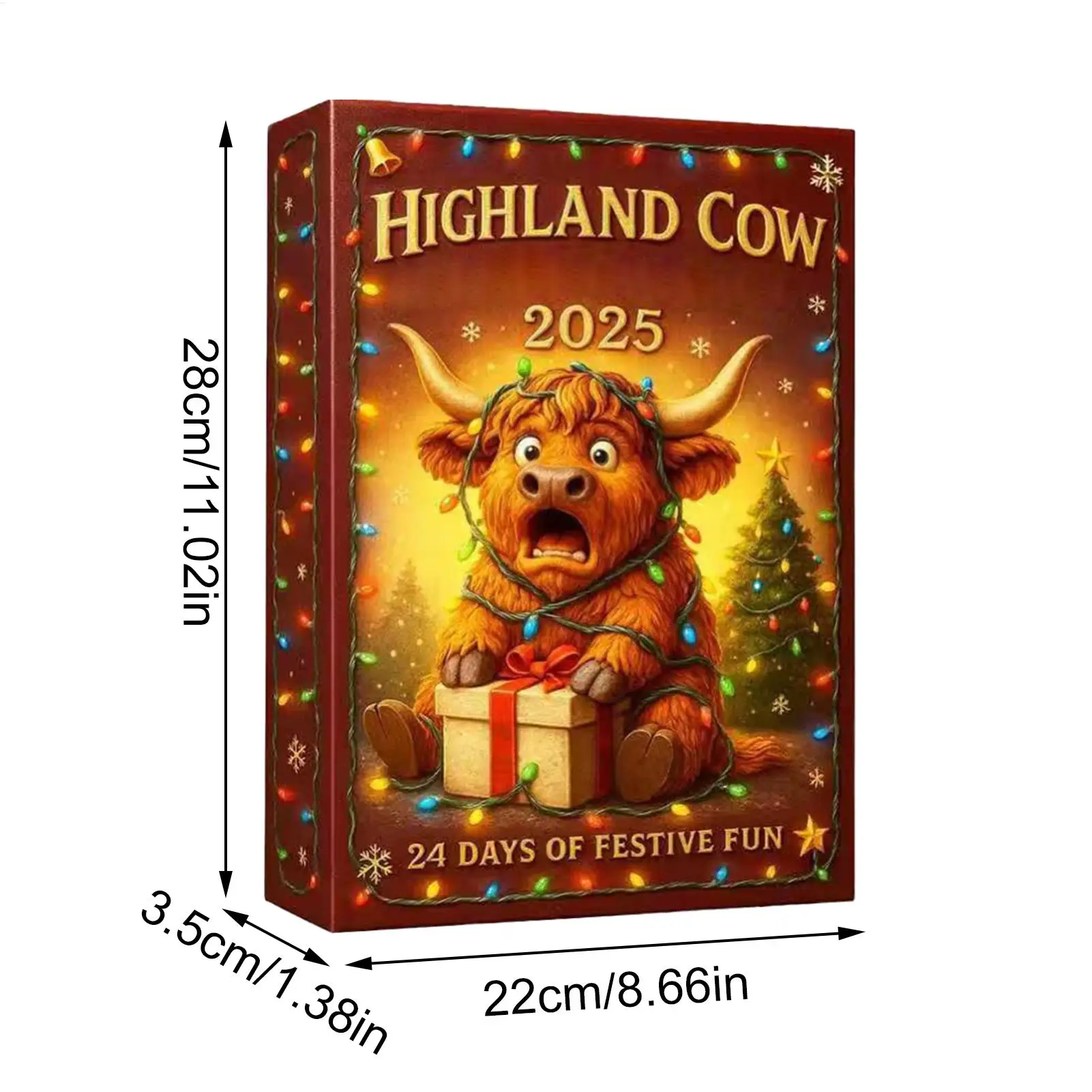 Cow Advent 3D Figures Pendants Countdown 24 Pieces High Cow Ornaments for Christmas Tree for Home Living Room Bookshelf Display