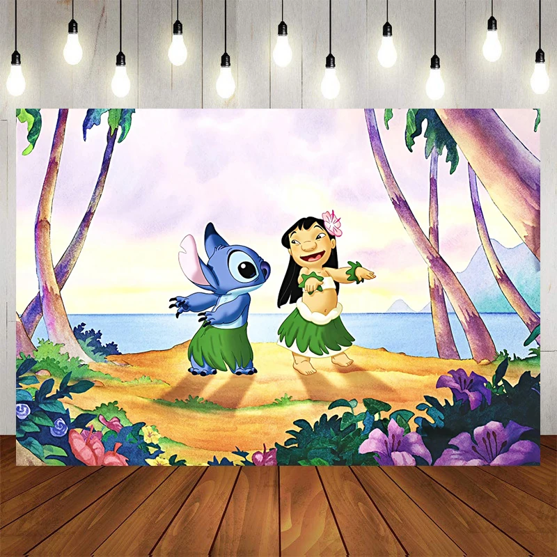 Custom Stitch Background Disney Lilo & Stitch Party Supplies Children's  Birthday Decoration Backdrop Cover Backdrops Festa Wall