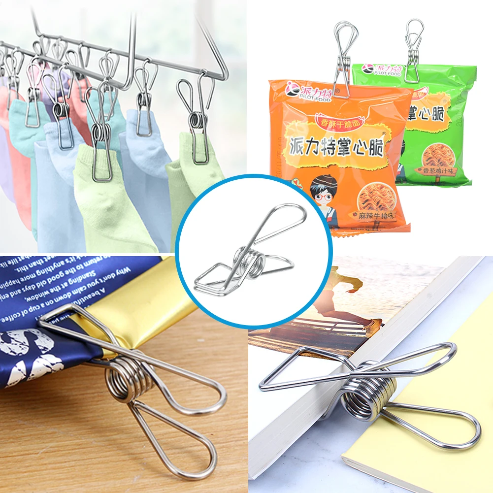 10/20/40PCS Household Clothespin Silver Stainless Steel Clips Washing Line Clothes Pegs Hang Pins Metal Wire Clips Clamp Clothes Pegs