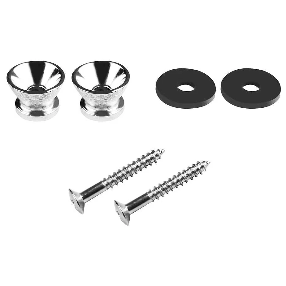 Metal Strap Buttons End Pins with Mounting Screws for Electric Acoustic Guitar Bass Ukulele 10Pcs