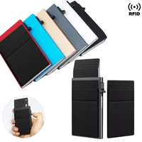 Rfid Smart Wallet Card Holder Metal Thin Slim Men Women Wallets Pop Up Minimalist Wallet Small Black Purse Vallet Walets for Men 2