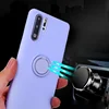 Liquid Silicone Phone Case For Huawei P30 P20 P40 Pro Mate 20 Cover For Honor 20 Pro With Magnetic Ring Holder Stand Case 2