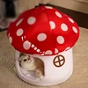 Half-Enclosed Mushroom Cat Bed - Adorable and Functional for Sleeping and Hiding Cat House Dog Bed Pets Cat Bed Dog Accessories 2