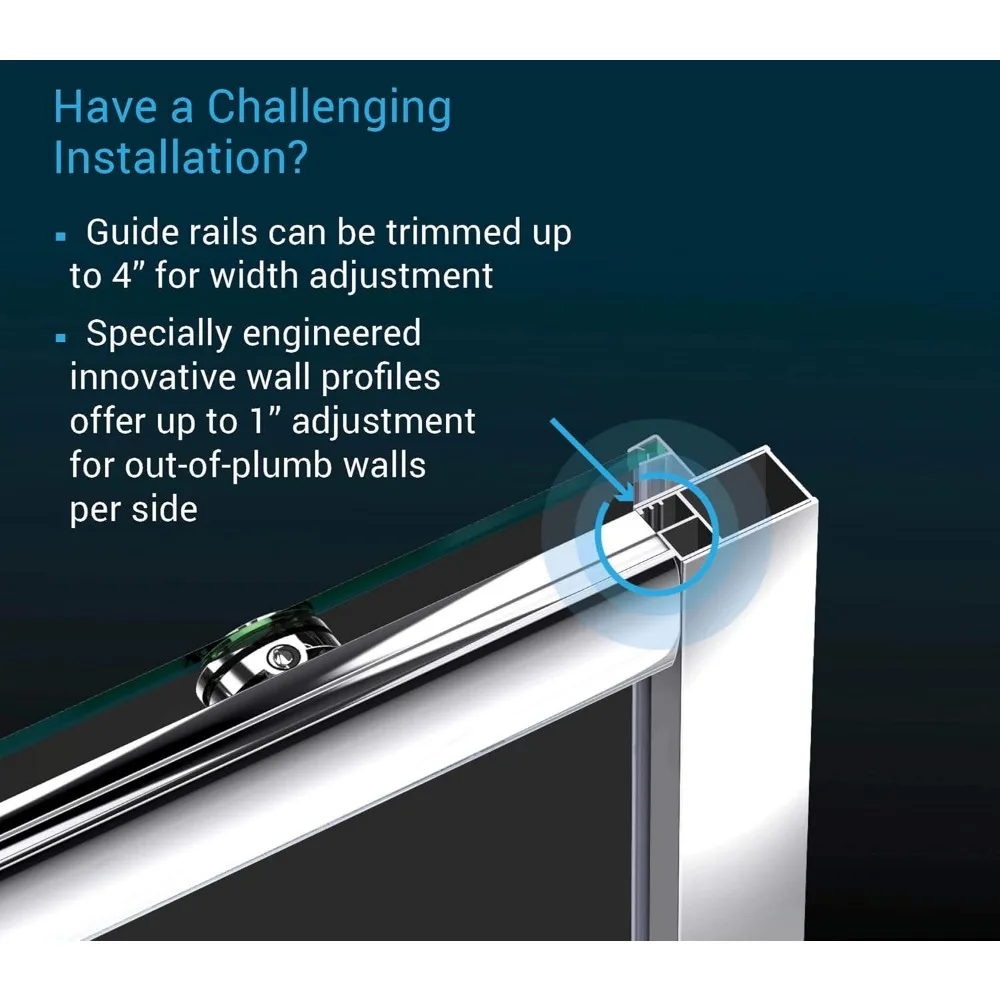 Semi-Frameless Sliding Shower Door, Clear Glass in Chrome Product Dimensions ‎1 x 54 x 72 inches 105.82 Pounds 6
