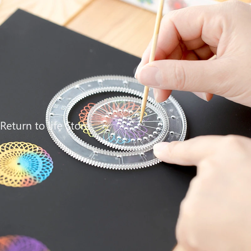 Funny Interlocking Gears Wheels Spirograph Drawing Toys Set Creative Educational Toy for Children Painting Drawing Accessories spirograph toys