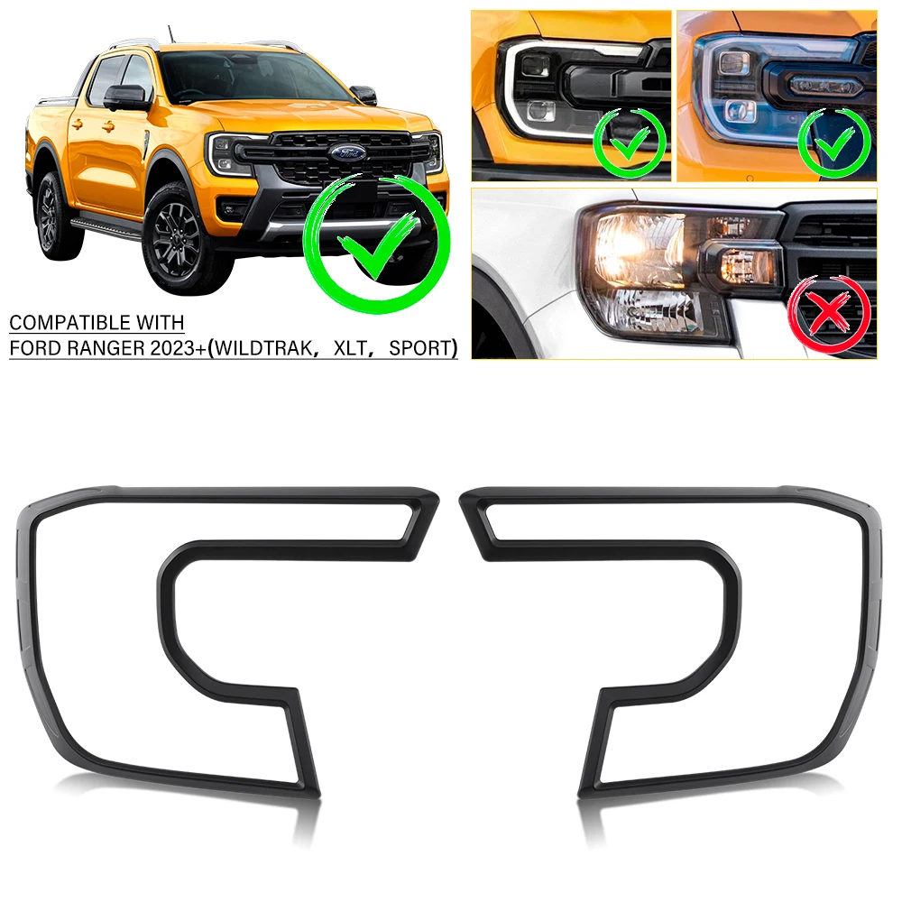 Front Headlight Cover Head Lights Cover For Ford Ranger Raptor Next Gen2023 2024 model Wildtrak XLT Sport Car Accessories