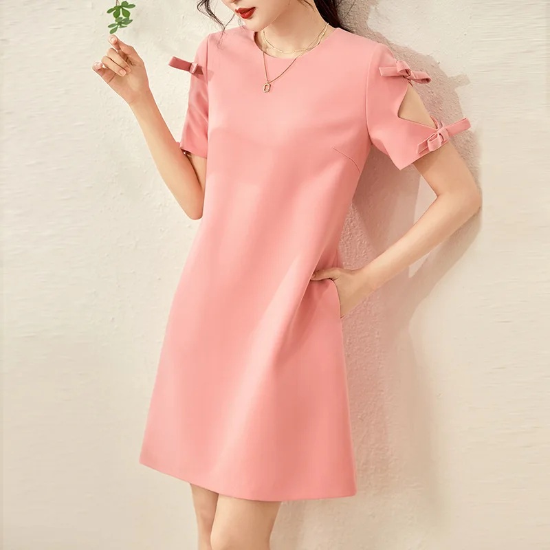 

2023 Summer New Celebrity Style Sweet Age Reducing Bow A-line Skirt Small French Luxury Dress