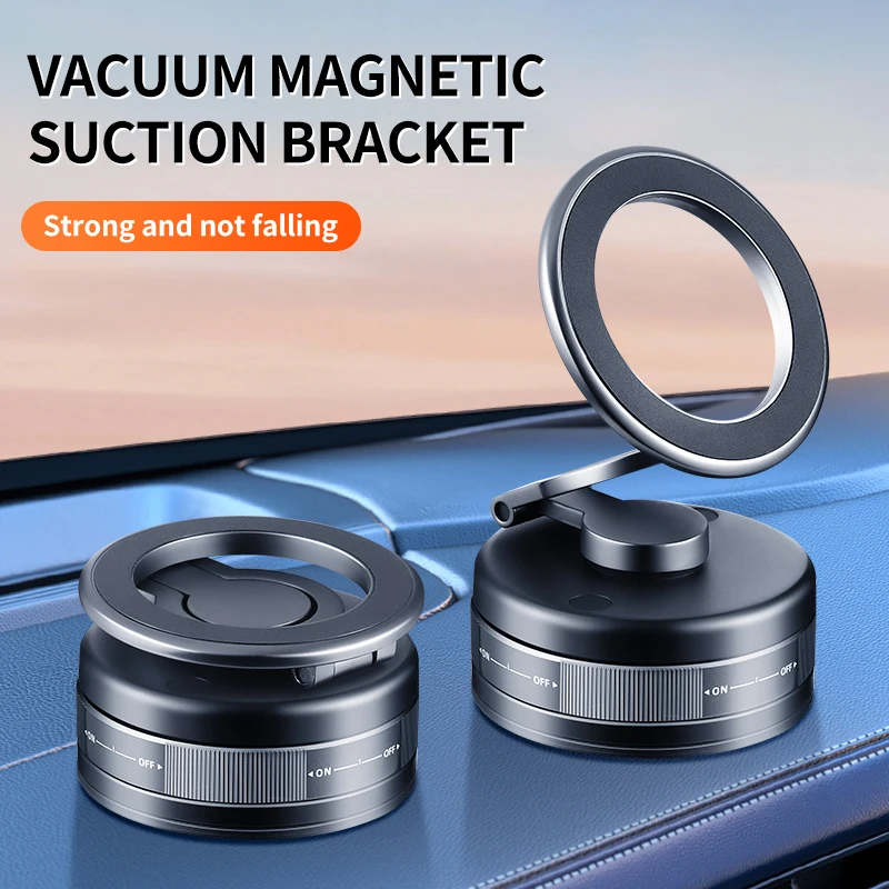 Black Alloy ABS Foldable Car Phone Stand with Magnetic Rotation