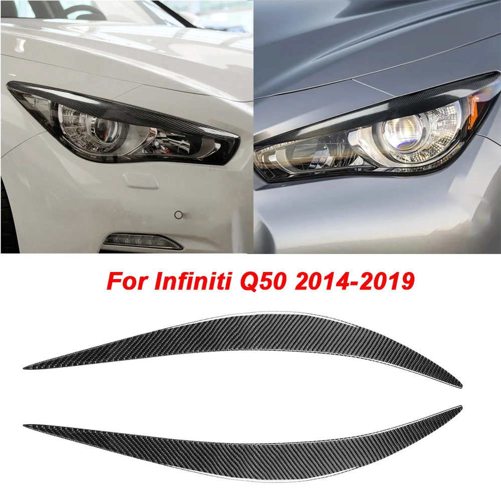 

For Infiniti Q50 2014-2019 Carbon Fiber Headlight Eyebrows Eye Lid Cover Trim Stickers Car Styling Dropshipping