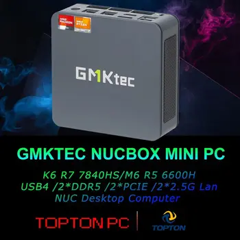 GMKtec Mini PC Gaming K6 M6 AMD Ryzen 7 7840HS R5 6600H Dual NIC LAN 2.5Gbps Computer desktop USB4.0, HDMI, DP, USB-C, WiFi 6E 1