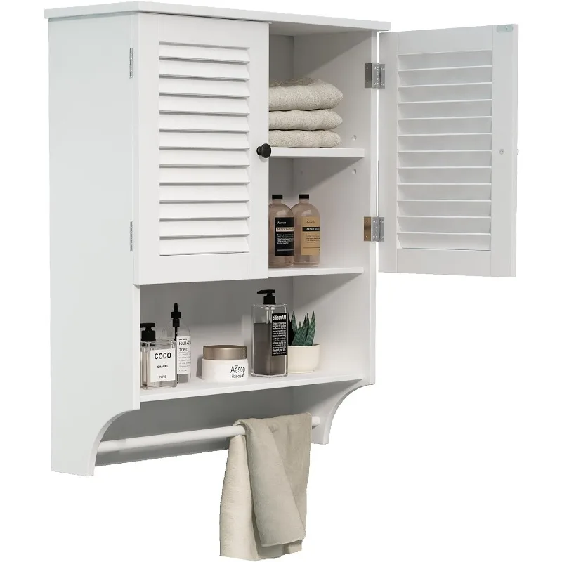 

Medicine Cabinet with Towels Bar,23.6" Lx8.9 W x29.3 H MDF Material Bathroom Wall Cabinet,The Toilet Space Saver Storage Cabinet