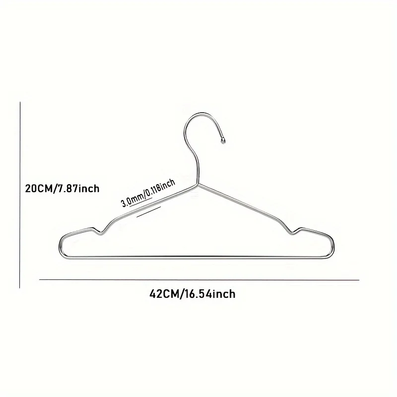 20/50PCS 헤비 듀티 스테인레스 스틸 옷걸이, 16.5인치 초박형 공간 절약형 옷걸이, 광택 금속 옷장 옷걸이