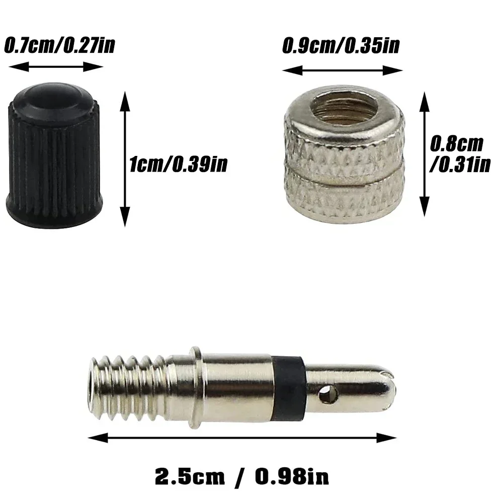 Bike Valve Core Set 4-12 Sets Bike Valve Core Set Compatible with Wood Dunlop Dutch Tires Copper & Silver Replacement Parts Bicycle Repair Tools