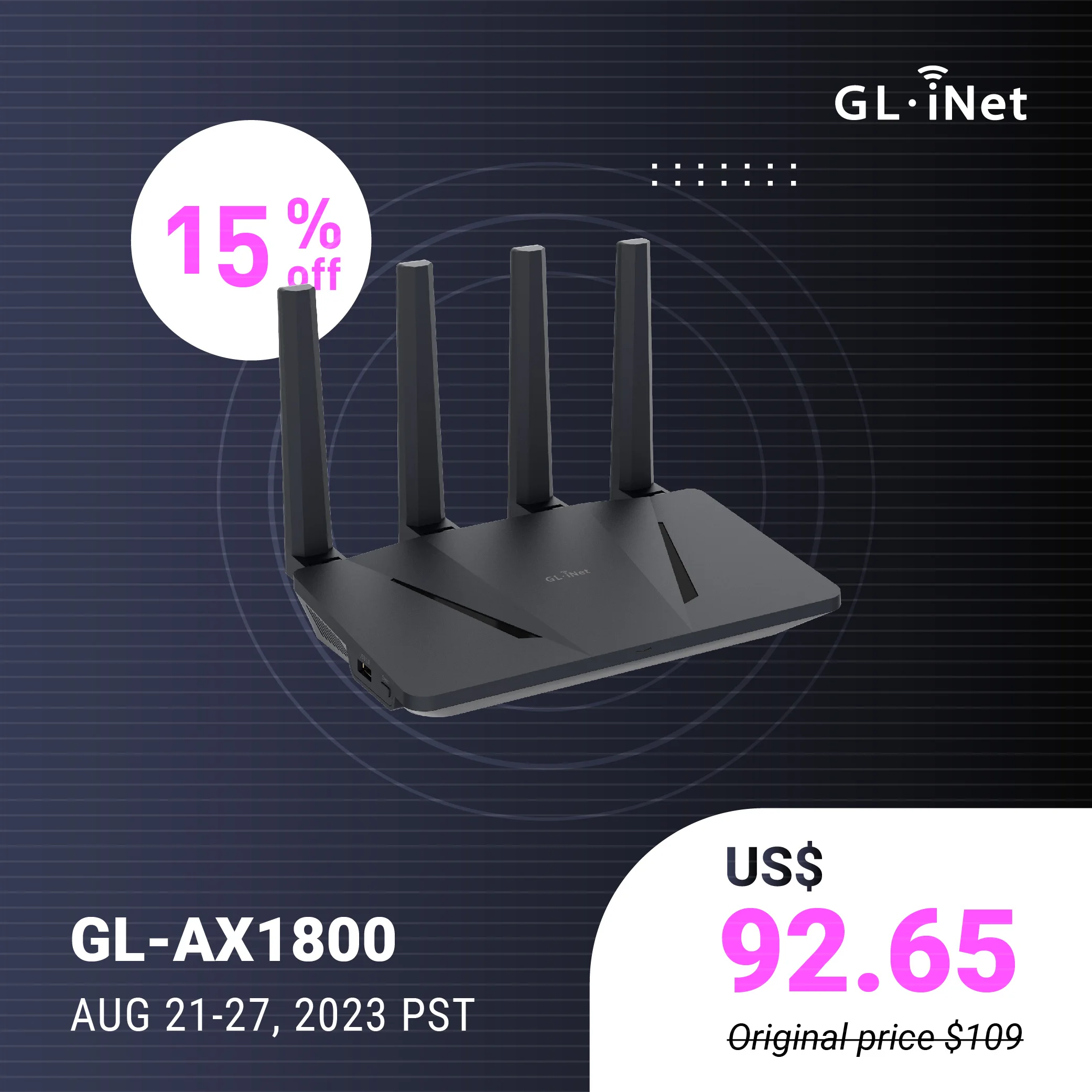 GL-AX1800(Flint) WiFi ルーター デュアルバンド Gigabit 無線LAN ルーター 600Mbps (2.4GHz) 1200Mbps(5GHz) 802.11 b g n ac ax フルギ