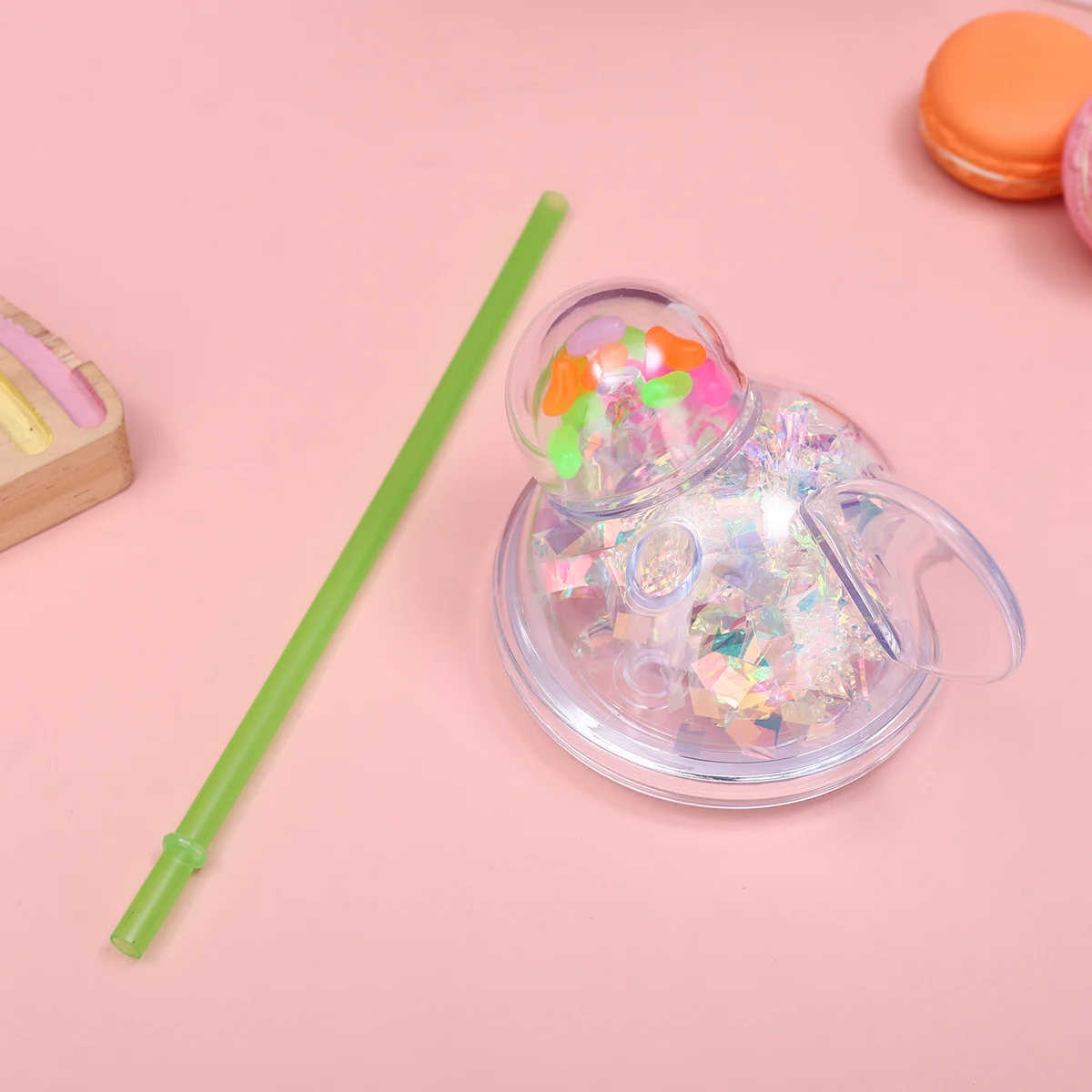 Cute Drinking Cup Creative Straw Interesting Children and Girls Summer Ice Cream Transparent Double Layer Plastic Gift Bottle plastic cup