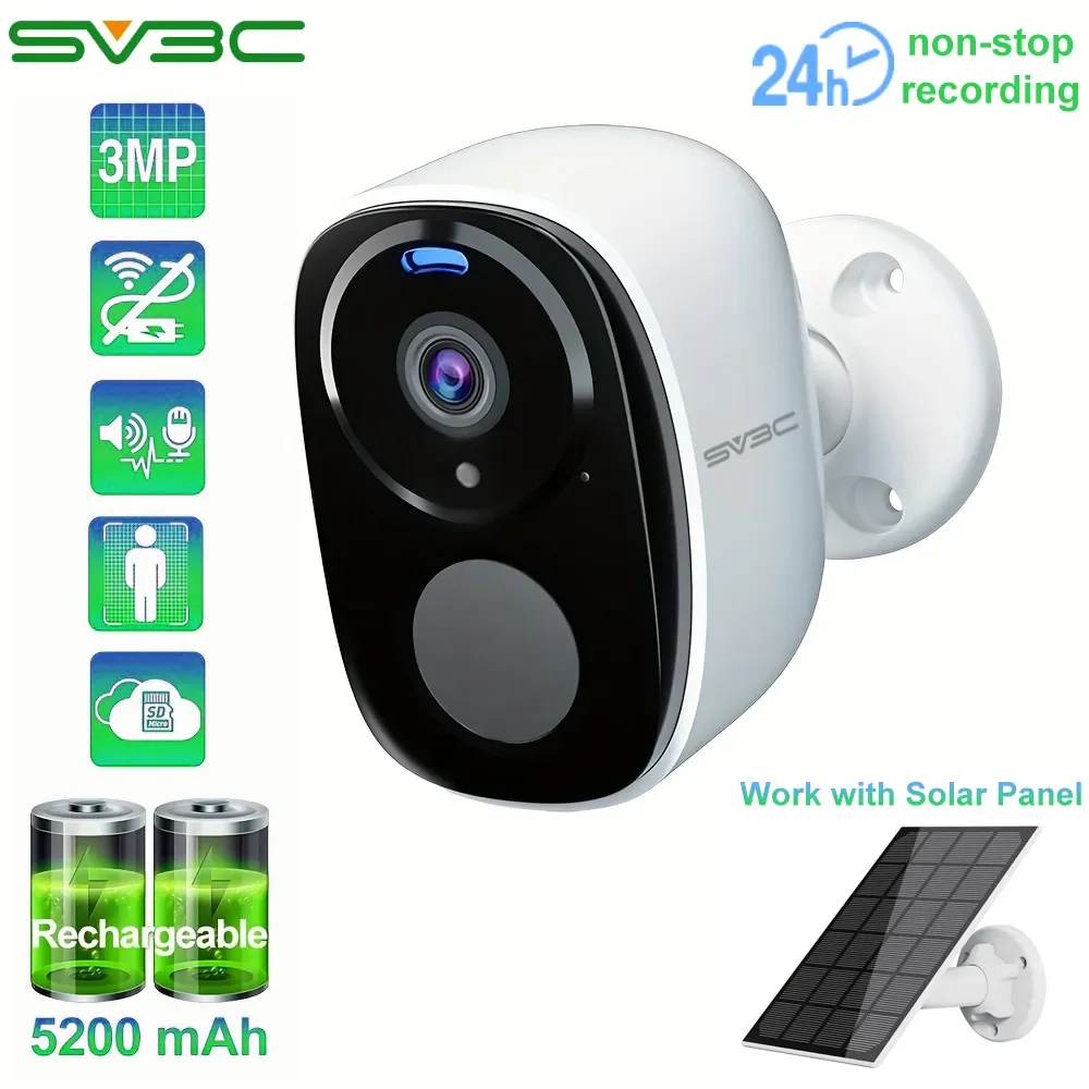 

Wireless Battery Camera Wifi Outdoor, Solar Powered Security Waterproof IP CCTV Indoor AI Motion Detection Spotlight Siren Alarm