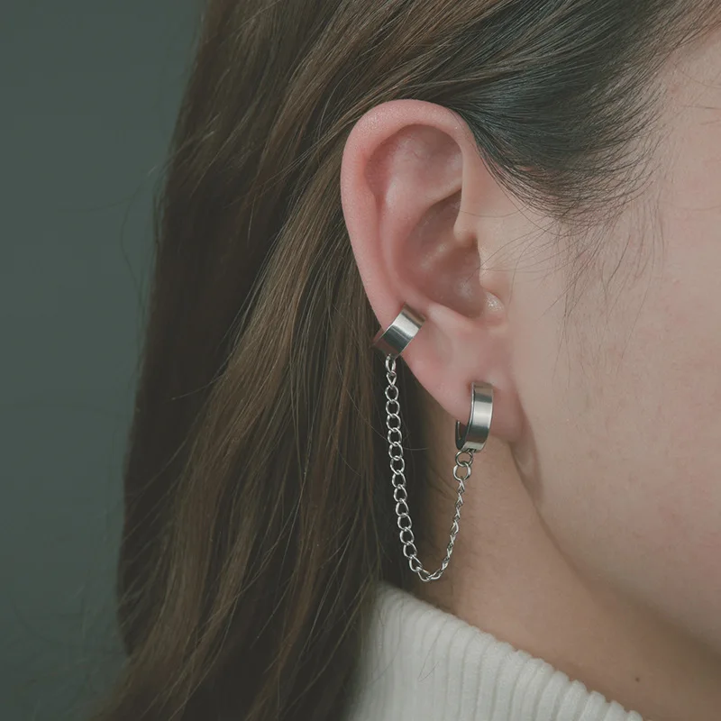 Man Titanium Steel Ear Clip Without Pierced EarsBuckle Women Earrings Jewelry PA 