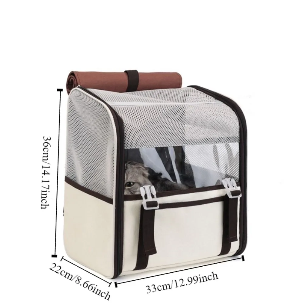 Large Capacity Pet Carrier Backpack Foldable Structure Adjustable Straps Cat Shoulder Bag Breathable Roller Shutter