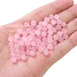 Vibrant Jelly Painted Glass Beads - 50Pcs Round Imitation Jade - 6mm 50Pcs (Pink)