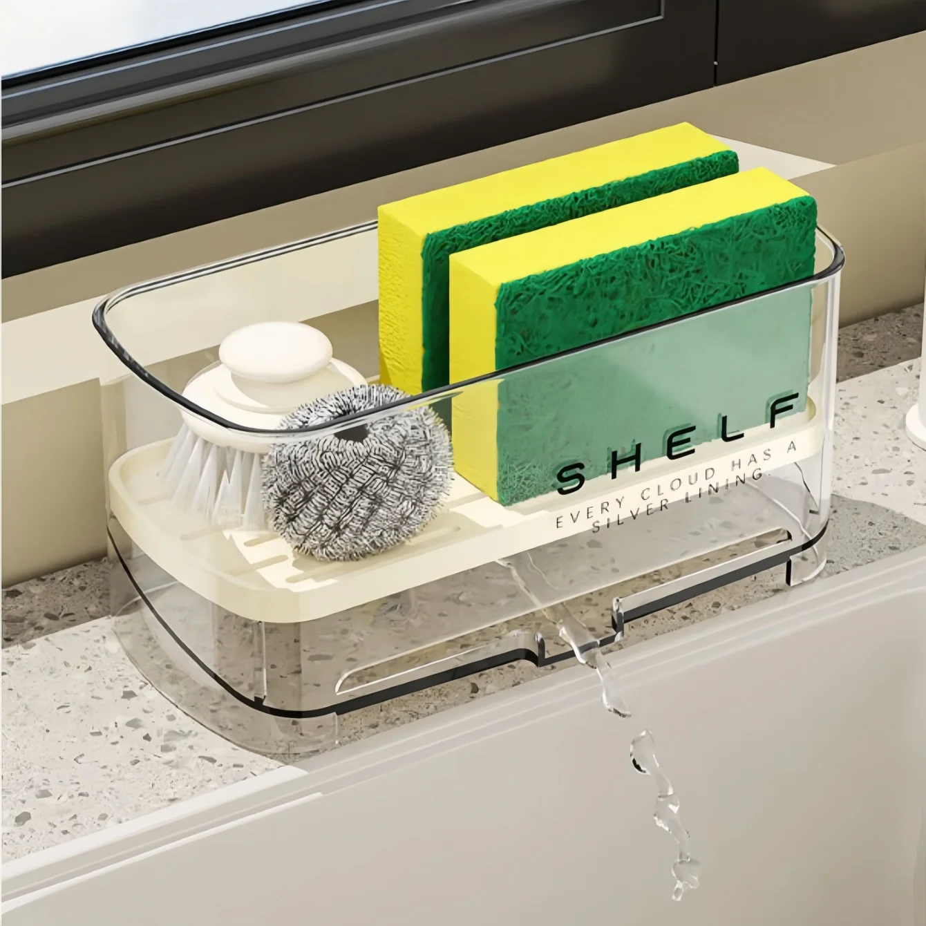 Deluxe Kitchen Sink Organizer with Drainage and Dish Towel Holder